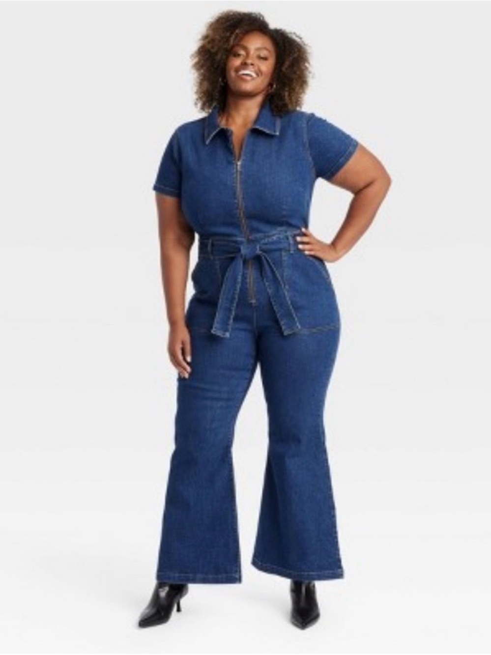 Ava & Viv Denim Flared Jumpsuit